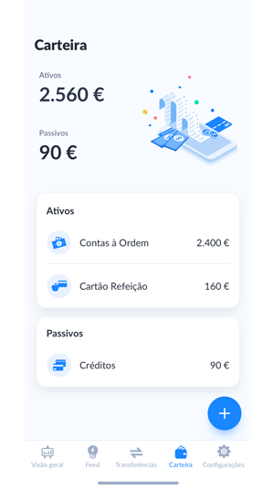App DABOX - ecrã Contas Integradas