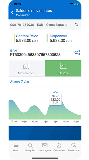 Nova App Caixadirecta - ecrã movimentos