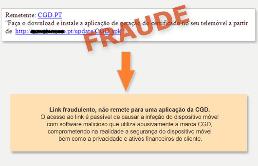 Exemplo ilustrativo de SMS fraudulento