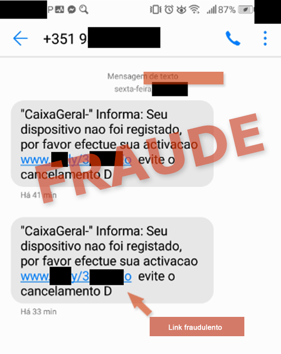Exemplo de SMS falsificado - imagem 1