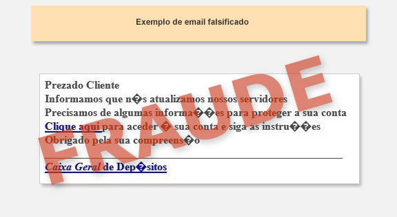 exemplo de email fraudulento