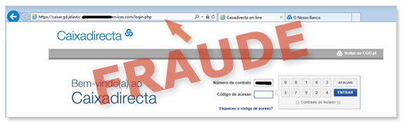 Exemplos de páginas fraudulentas a solicitar as credenciais personalizadas de clientes dos serviços de Internet Banking, para fins ilícitos