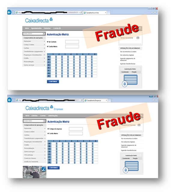 Páginas fraudulentas