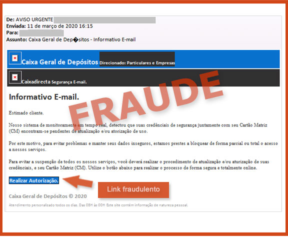 ecran1 com exemplo de mensagem fraudulenta