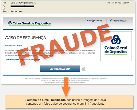 Exemplo de email falsificado