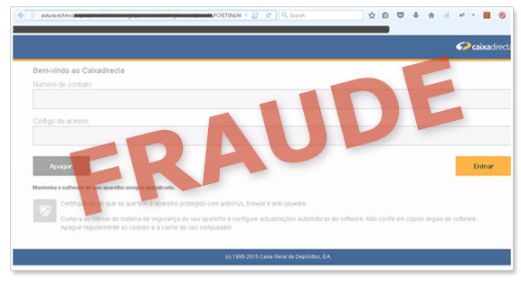 exemplo de página fraudulenta a solicitar credenciais personalizadas
