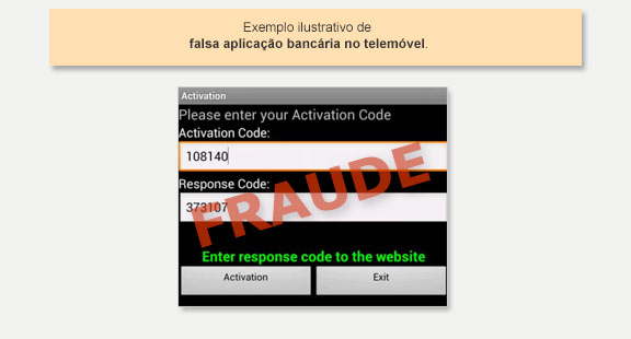 exemplo de falsa aplicação bancária no telemóvel