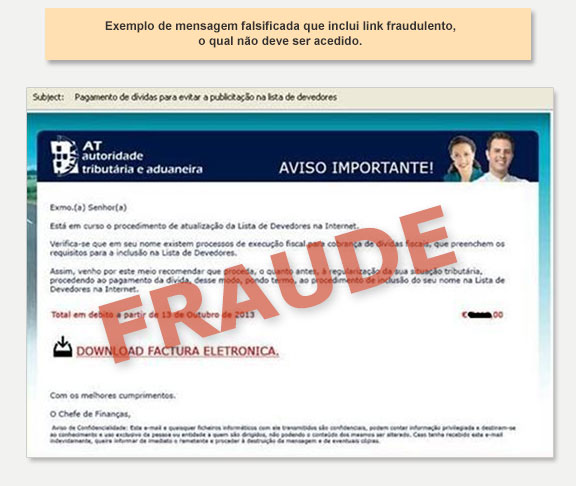 exemplo de mensagem fraudulenta