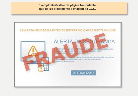 exemplo de página  fraudulenta
