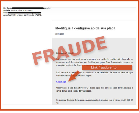 exemplo 1 ilustrativo de mensagens de email falsificadas