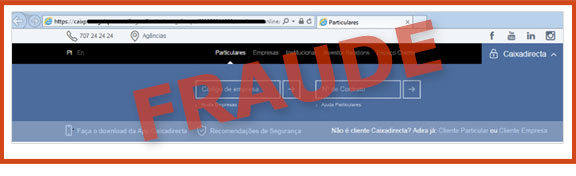 Exemplo de página fraudulenta