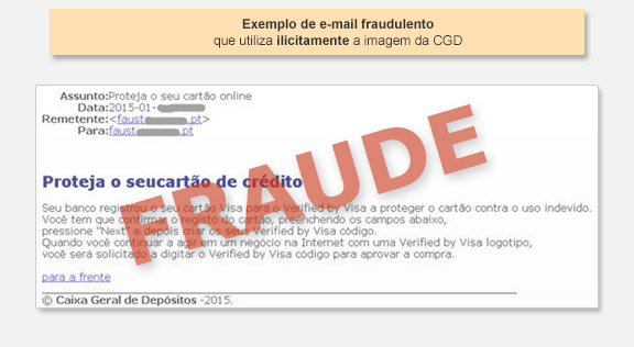 Exemplo de mensagem de email fraudulenta