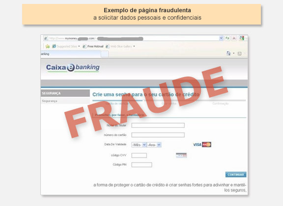 Exemplo de página web fraudulenta