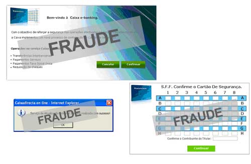 Falsos ecrãs Caixa e-Banking
