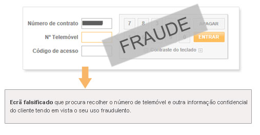 Falso ecrã de login no Caixadirecta on-line