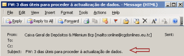 Exemplo de email fraudulento