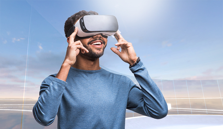 Universitáros na feiras de emprego querem experimentar o Metaverso com óculos de realidade virtual